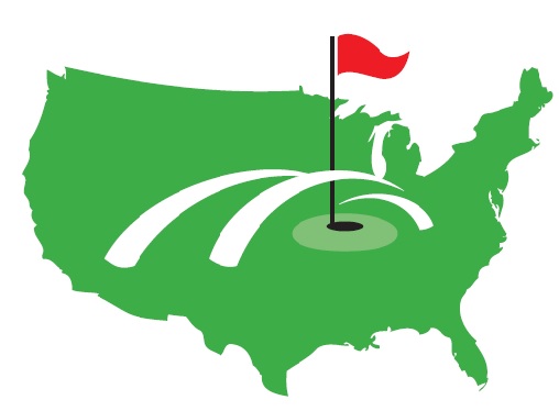 Golf hole on the map of america 