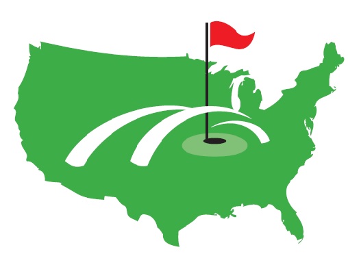 Golf hole on the map of america